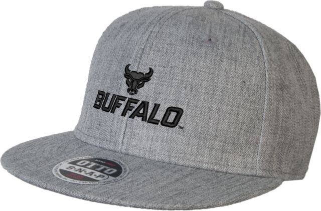 Buffalo Wool Blend Flat Bill Snapback Hat Primary Athletic Mark Stacked - ONLINE ONLY