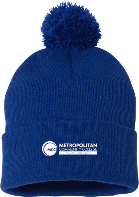 Metropolitan Maple Woods Sportsman Pom Pom Cuffed Beanie Metropolitan Community College Maple Woods - ONLINE ONLY