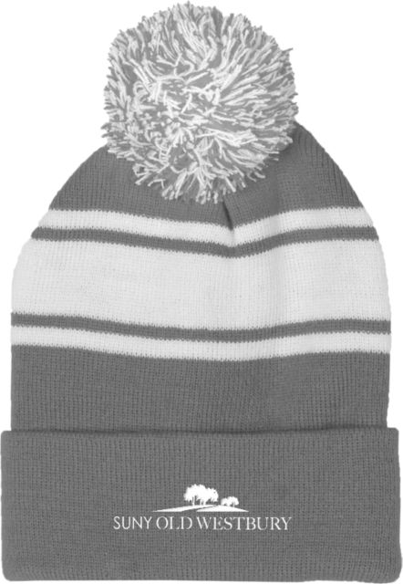 SUNY Old Westbury Two Tone Knit Pom Beanie w/Cuff SUNY Old Westbury Primary Workmark - ONLINE ONLY