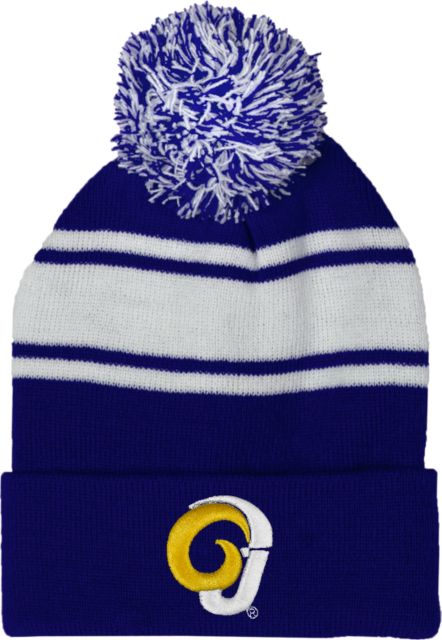 Angelo State Two Tone Knit Pom Beanie w/Cuff Ram Logo - ONLINE ONLY