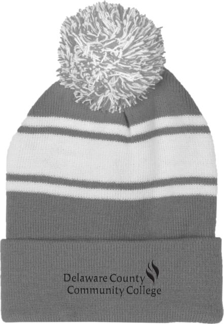 Delaware CC Two Tone Knit Pom Beanie w/Cuff Delaware County Community College Primary Mark - ONLINE ONLY