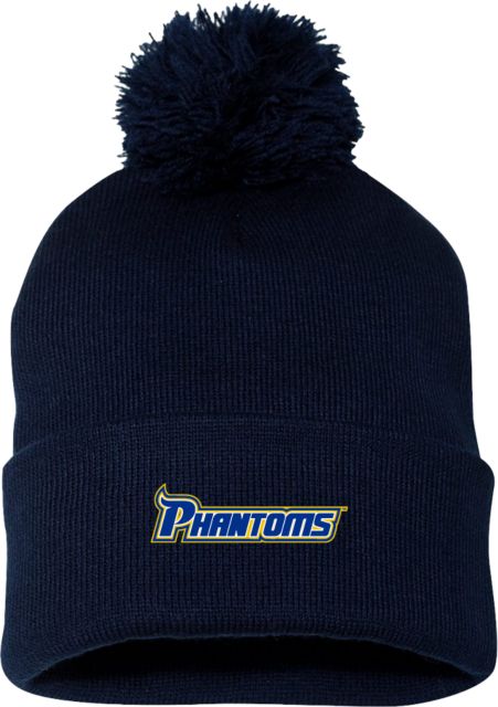 Delaware CC Sportsman Pom Pom Cuffed Beanie Delaware County Community College Phantoms Wordmark - ONLINE ONLY