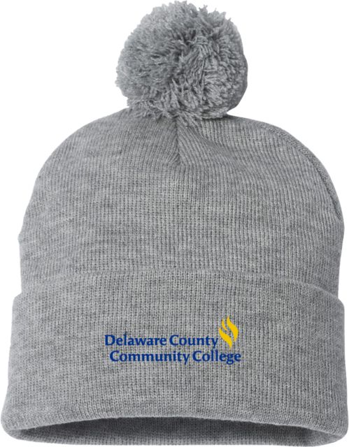Delaware CC Sportsman Pom Pom Cuffed Beanie Delaware County Community College Primary Mark - ONLINE ONLY