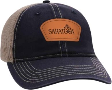 Saratoga Navy/Tan Leather Applique Cap