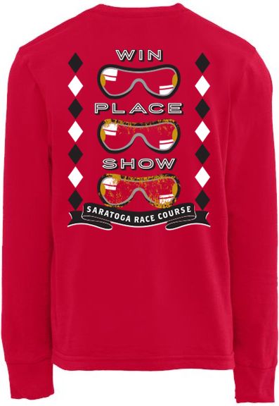 Saratoga Win Place Show Red Youth Long Sleeve T Shirt
