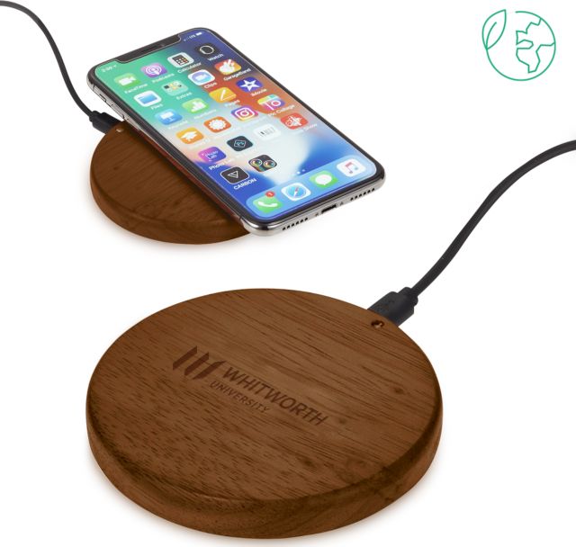 Whitworth Bora Wooden Wireless Charging Pad Whitworth University Primark Mark Engraved - ONLINE ONLY