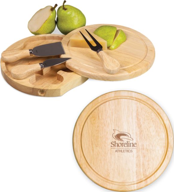 Shoreline 7.5 Inch Brie Circular Cutting Board Set Shoreline Primary Athletics Mark Engraved - ONLINE ONLY