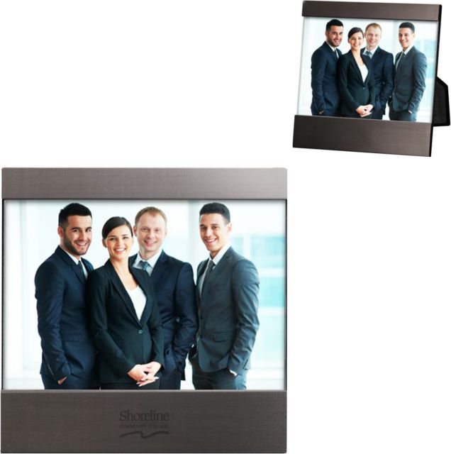 Shoreline Brushed Gun Metal 4 x 6 Photo Frame Shoreline Community College Primary Word mark Engraved - ONLINE ONLY