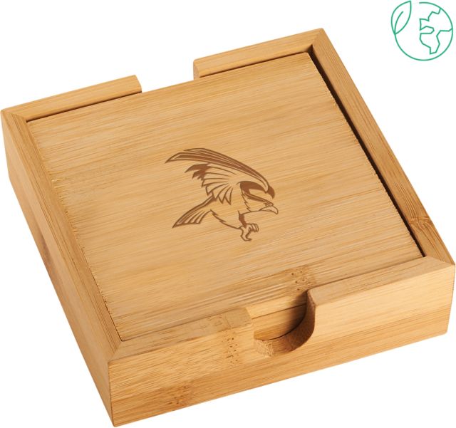 Solano Bamboo Coaster Set Solano Community College Falcon Engraved - ONLINE ONLY