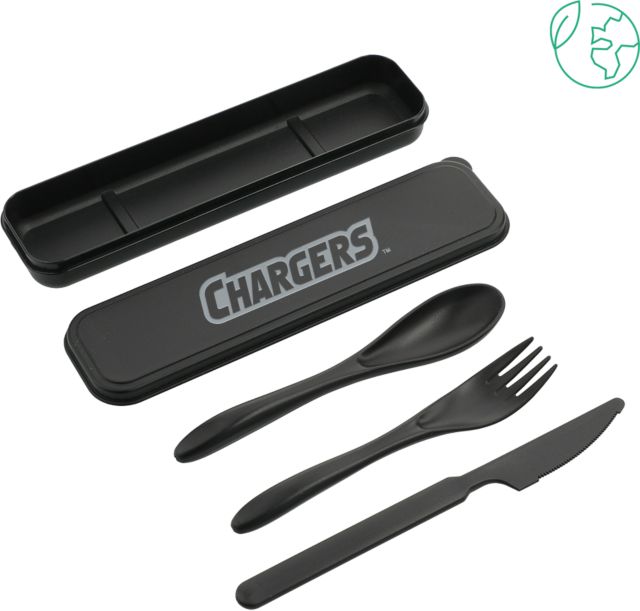 Cypress College Bamboo Fiber Cutlery Set Cypress - Chargers Wordmark Engraved - ONLINE ONLY