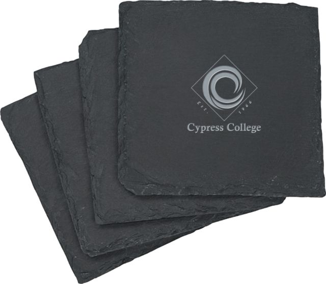 Cypress College Slate Coaster Set Cypress College Logo No Text Vertical  Engraved - ONLINE ONLY
