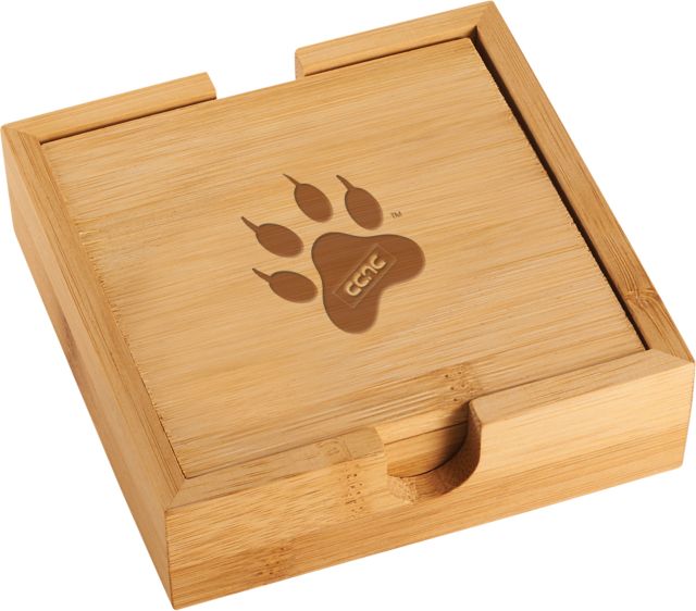 CCAC Bamboo Coaster Set Paw Print Engraved - ONLINE ONLY