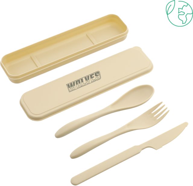 Western Connecticut Bamboo Fiber Beige Cutlery Set Athletic Wordmark Engraved - ONLINE ONLY