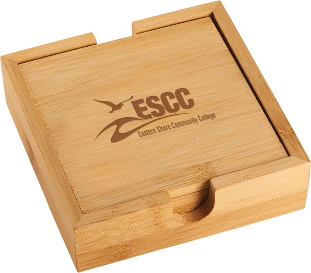 ESCC Bamboo Coaster Set Primary Logo Engraved - ONLINE ONLY