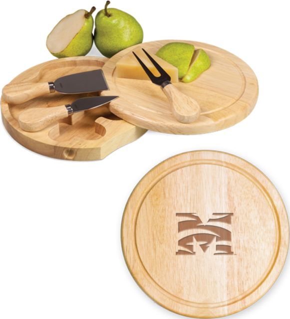 Morehouse College 7.5 Inch Brie Circular Cutting Board Set Tiger M Engraved - ONLINE ONLY