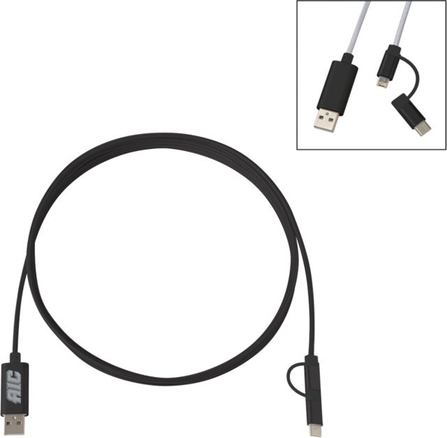 American International 3 Ft. 4-In-1 Charging Cable 2.0 AIC Primary Athletic Mark Engraved - ONLINE ONLY