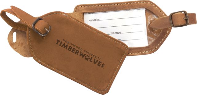 Northwood Canyon Barranca Tan Luggage Tag Northwood University Timberwolves Wordmark Engraved - ONLINE ONLY