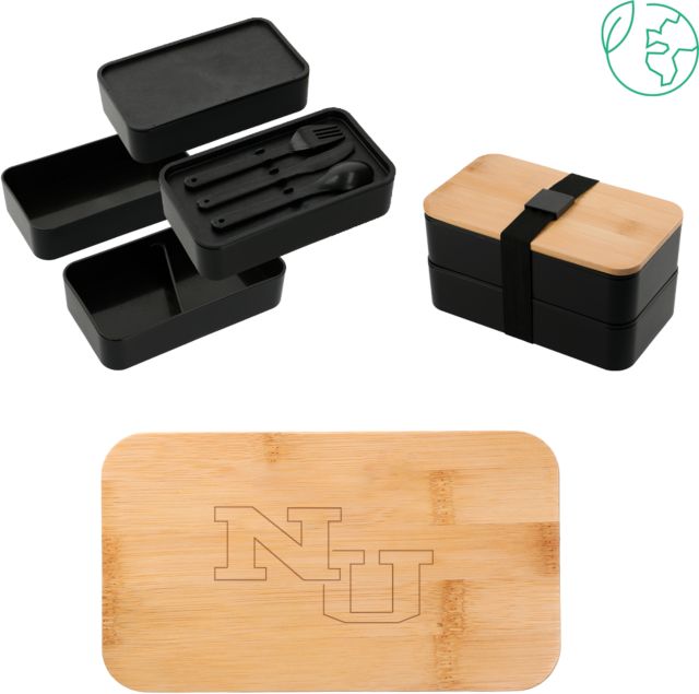 Northwood Stackable Bamboo Fiber Bento Box Northwood University NU Athletic Mark Engraved - ONLINE ONLY