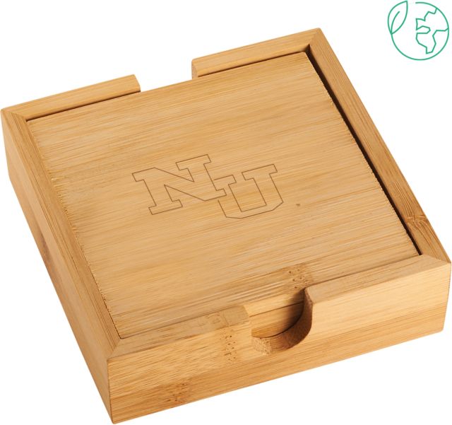 Northwood Bamboo Coaster Set Northwood University NU Athletic Mark Engraved - ONLINE ONLY