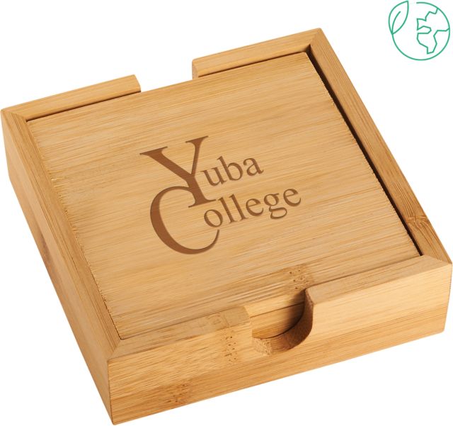 Yuba Bamboo Coaster Set Yuba College Primary Mark Engraved - ONLINE ONLY