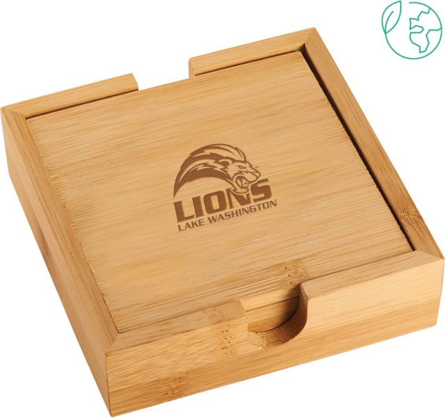 Lake Washington Bamboo Coaster Set Lake Washington Mascot Mark Engraved - ONLINE ONLY