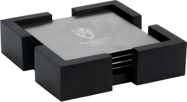 Palm Beach State Stainless Coaster Set Palm Beach State Panther Logo Engraved - ONLINE ONLY