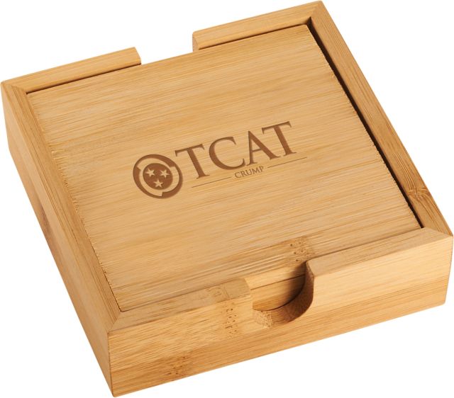 TCAT Crumps Bamboo Coaster Set TCAT Abbreviated Engraved - ONLINE ONLY