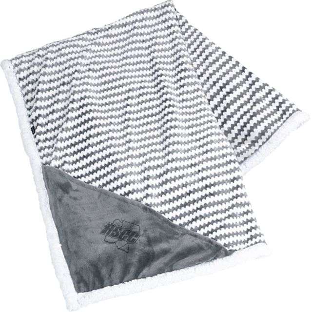 Roane State Field & Co Luxurious Chevron Striped Sherpa Blanket Roane State CC RSCC Mark Engraved - ONLINE ONLY