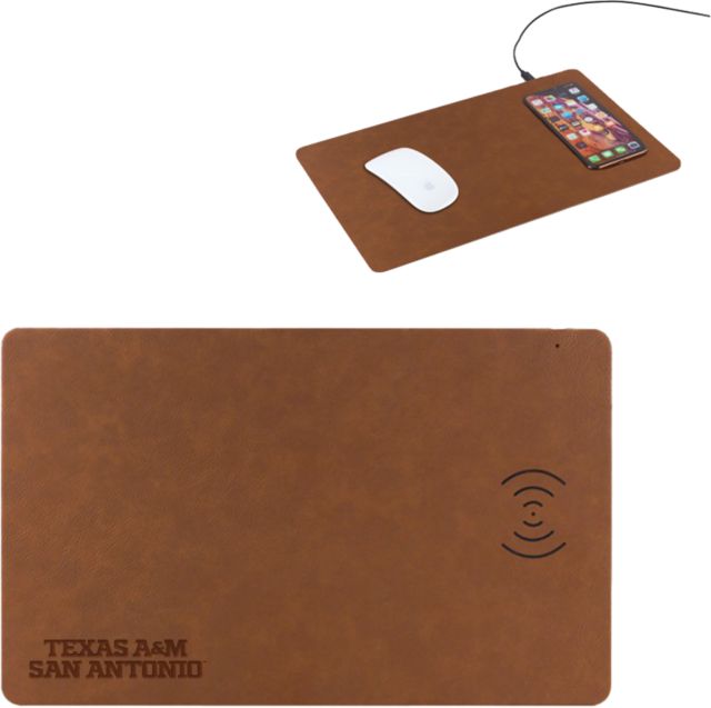 Texas A&M San Antonio Wireless Charging Mouse Pad Texas A&M San Antonio Wordmark Stacked Engraved - ONLINE ONLY