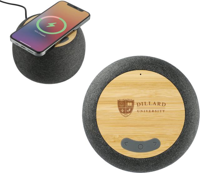 Dillard Garm Fabric & Bamboo Speaker with Wireless Charging Primary Mark Engraved - ONLINE ONLY