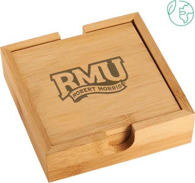 Robert Morris Bamboo Coaster Set RMU Robert Morris Engraved
