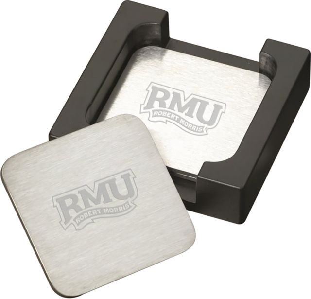 Robert Morris Stainless Coaster Set RMU Star Mark Reversed Engraved