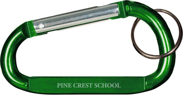 Pine Crest Green Carabiner with Split Ring Paw Print Engraved - ONLINE ONLY