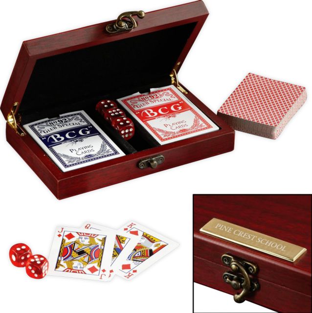 Pine Crest Executive Card and Dice Set Paw Print Engraved - ONLINE ONLY