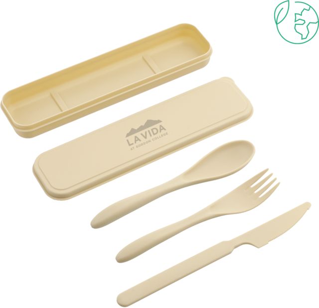 Gordon Bamboo Fiber Beige Cutlery Set La Vida at Gordon College Engraved - ONLINE ONLY