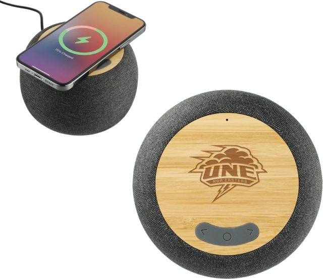 New England Garm Fabric & Bamboo Speaker with Wireless Charging Primary Athletics Mark Engraved - ONLINE ONLY