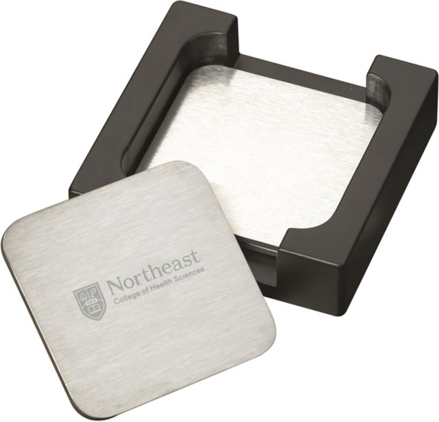 NE College of Health Stainless Coaster Set Northeast College Primary Logo Engraved - ONLINE ONLY