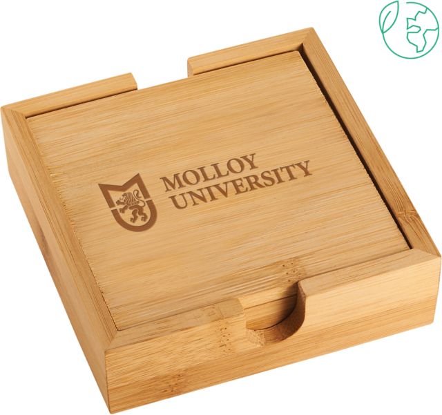 Molloy University Bamboo Coaster Set Molloy University Wordmark Engraved - ONLINE ONLY