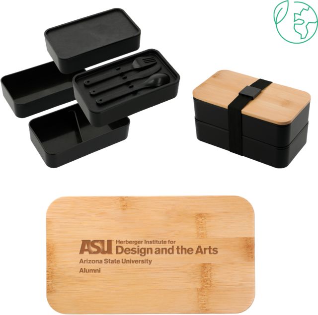 Arizona State Stackable Bamboo Fiber Bento Box Herberger Institute for Design and the Arts Alumni Engraved - ONLINE ONLY
