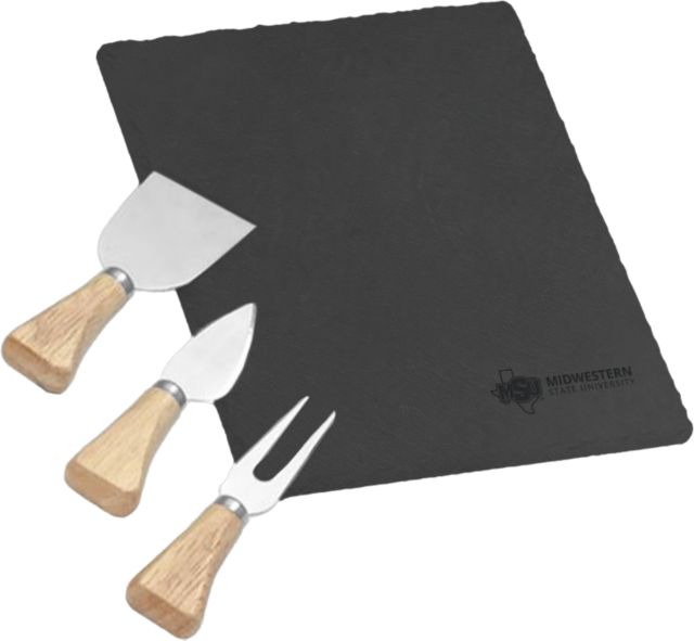 Midwestern State 4 Piece Slate Cheese Serving Set MSU Institutional Horizontal Engraved - ONLINE ONLY