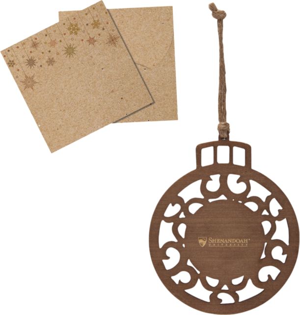 Shenandoah Wood Holiday Ball Ornament Primary University Mark Engraved- ONLINE ONLY