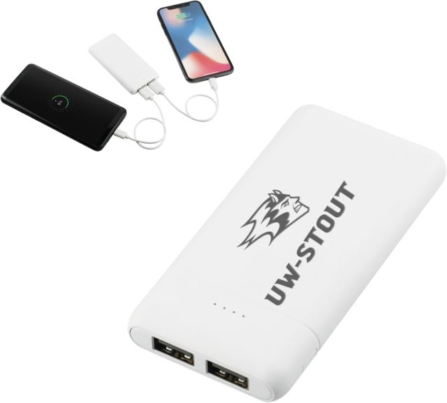 UW Stout Tilt High Density 5000 mAh Power Bank Blaze UW-Stout Lock Up Engraved- ONLINE ONLY
