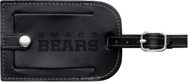 Des Moines Millennium Leather Luggage Tag DMACC Bears Wordmark Engraved - ONLINE ONLY