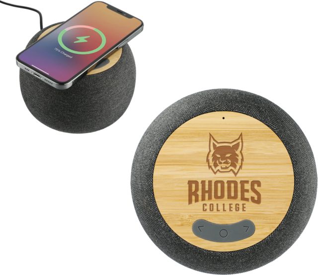 Rhodes Garm Fabric & Bamboo Speaker with Wireless Charging Lynx Head Engraved - ONLINE ONLY