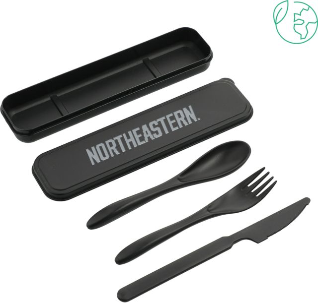 Northeastern Bamboo Fiber Cutlery Set Northeastern Wordmark Engraved - ONLINE ONLY