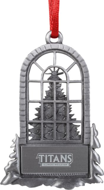 Illinois Wesleyan Tree in Window Ornament Titans Wordmark Engraved - ONLINE ONLY