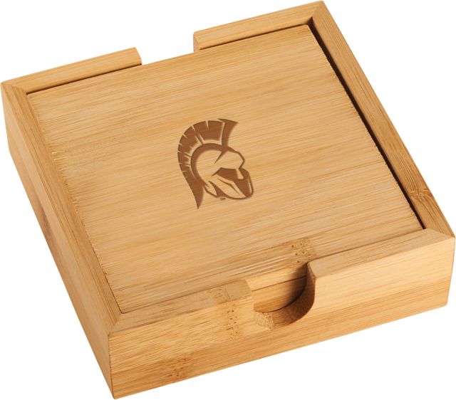 Illinois Wesleyan Bamboo Coaster Set Head Mark Engraved - ONLINE ONLY