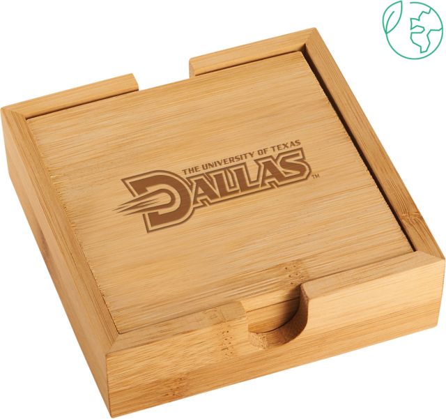 UT Dallas Bamboo Coaster Set UTD - Athletics Dallas Block with School Name Engraved - ONLINE ONLY