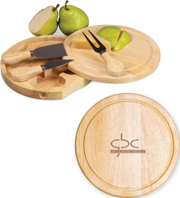 Great Basin 7.5 Inch Brie Circular Cutting Board Set Primary Logo Engraved - ONLINE ONLY
