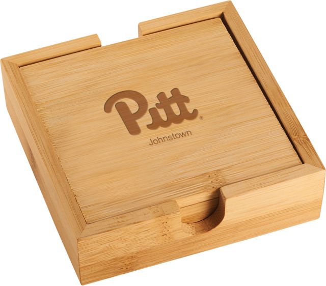 Pittsburgh Bamboo Coaster Set Script Pitt Engraved - ONLINE ONLY